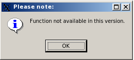 Options not available warning