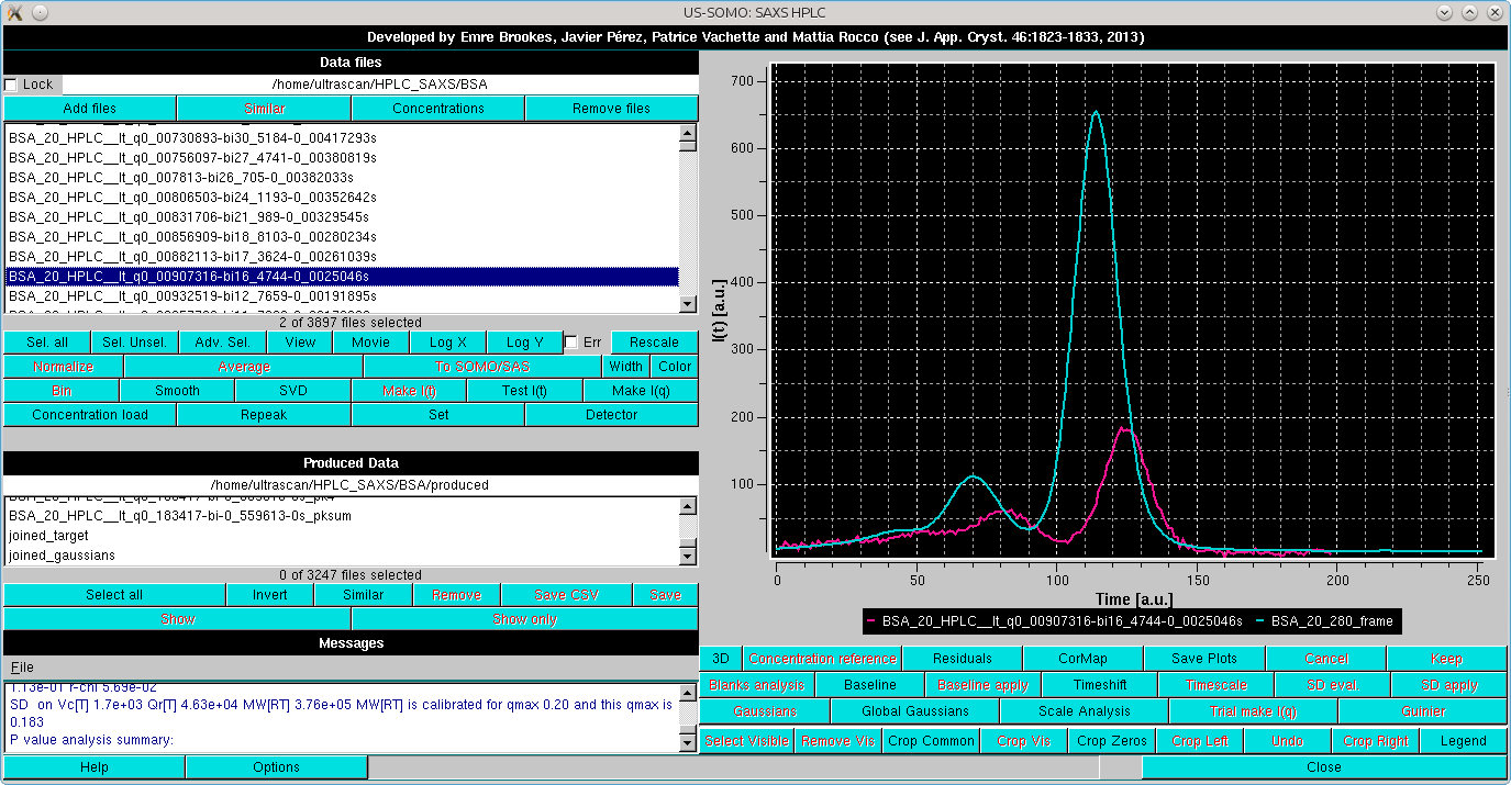 SOMO HPLC-SAXS Concentration Chromatogram and target file