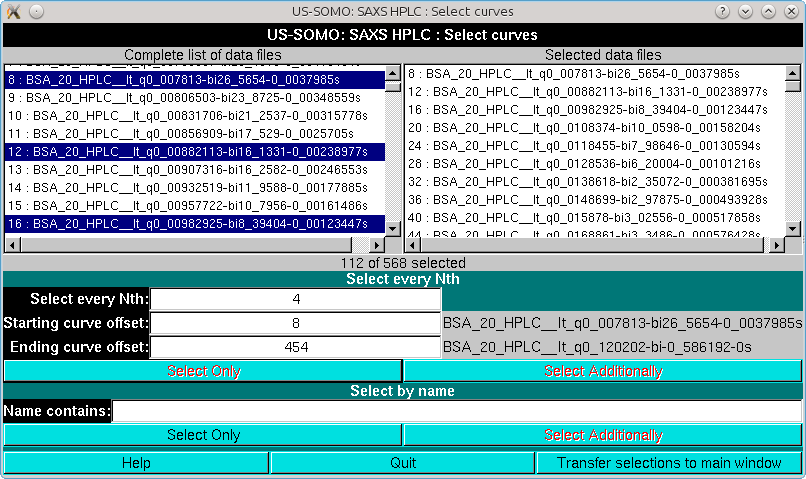 SOMO HPLC-SAXS Global Gaussian Nth selection