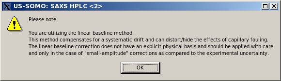 SOMO HPLC-SAXS linear baseline warning