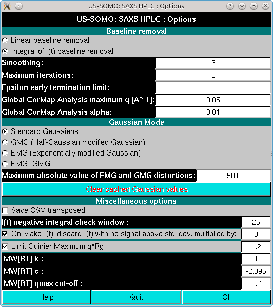 SOMO HPLC-SAXS options