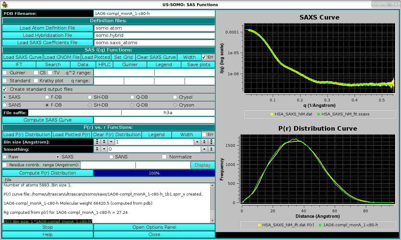 SOMO SAXS Simulation Screen