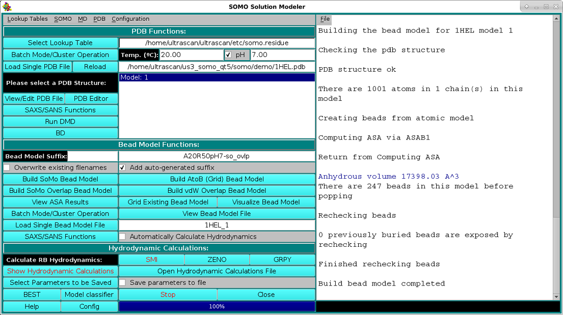 Cont. Main SOMO Screen after loading PDB