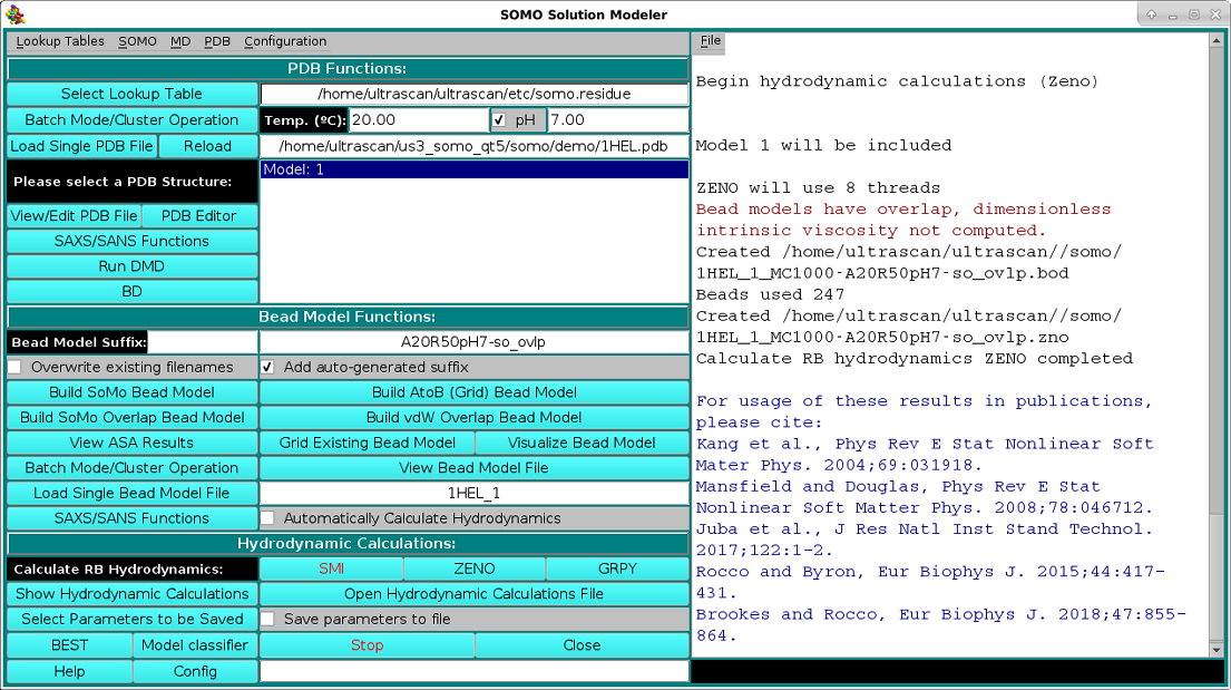 Cont. Main SOMO Screen after loading PDB